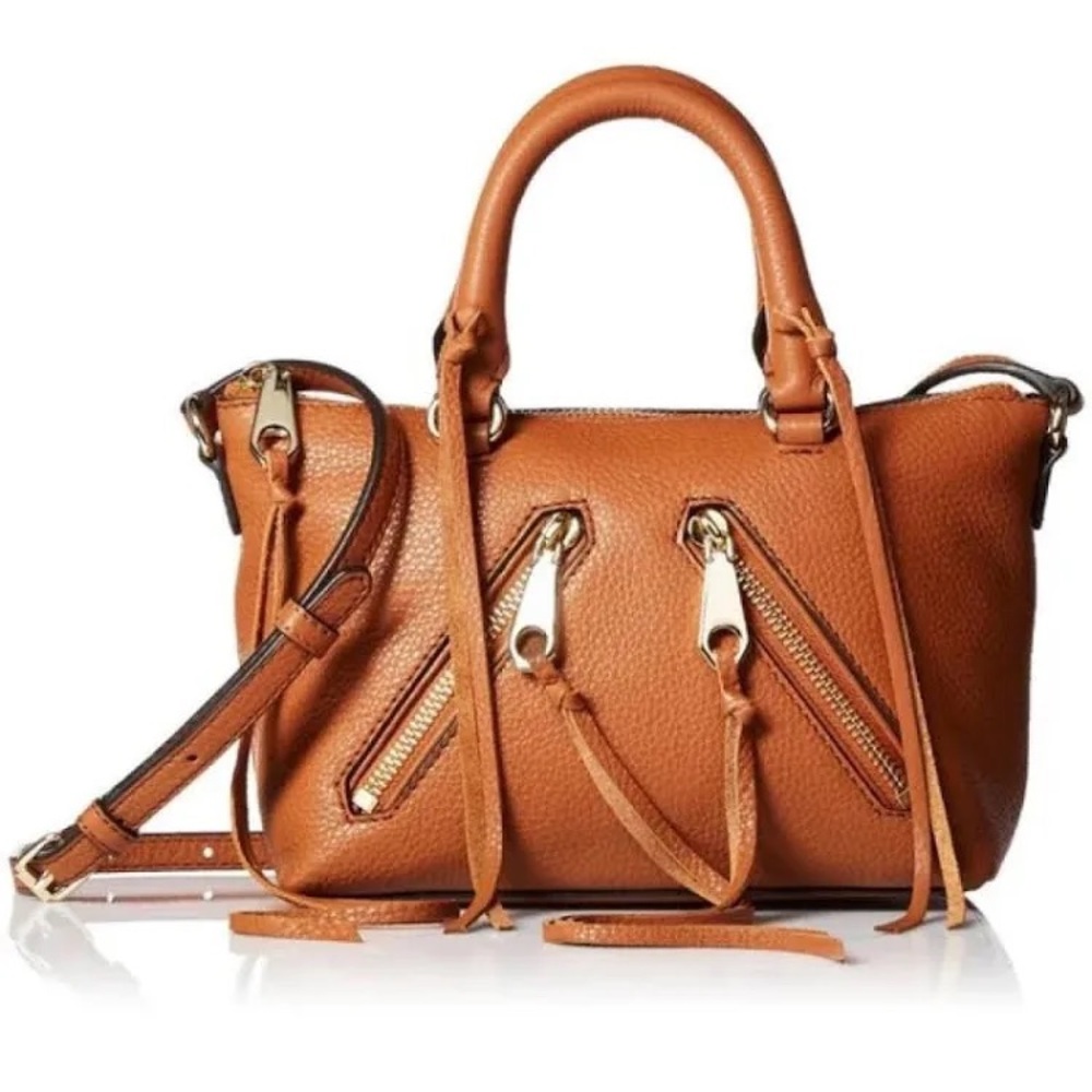 Rebecca Minkoff Micro Moto Satchel Crossbody Bag Almond Cognac